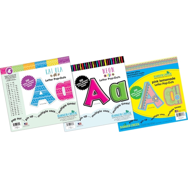 Barker Creek 4" Letter Pop-Outs Curated Collection (3 Designs), 765/Set 3528 - main